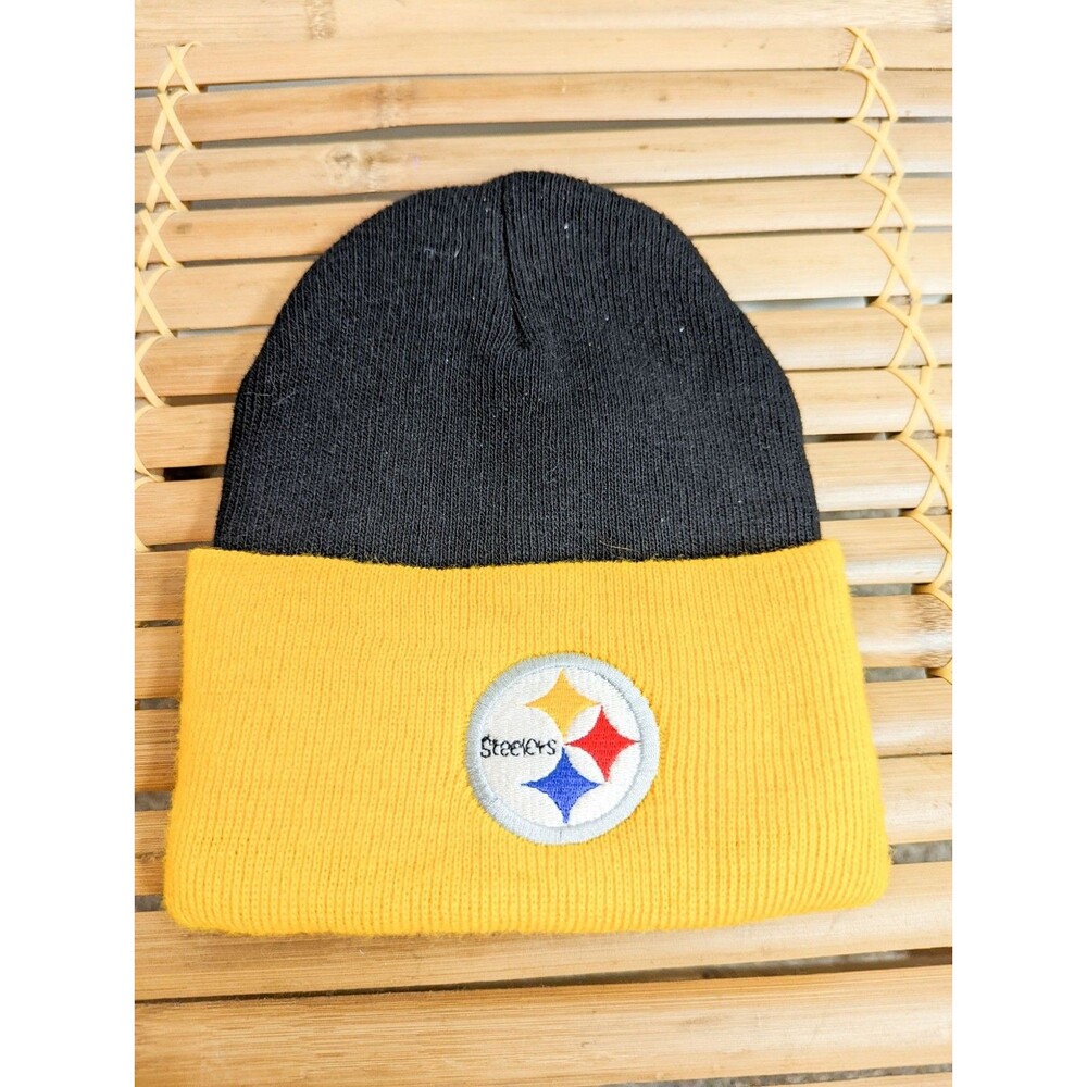 NFL Team Apparel Pittsburg Steelers Fold Over Beanie Hat Knit
